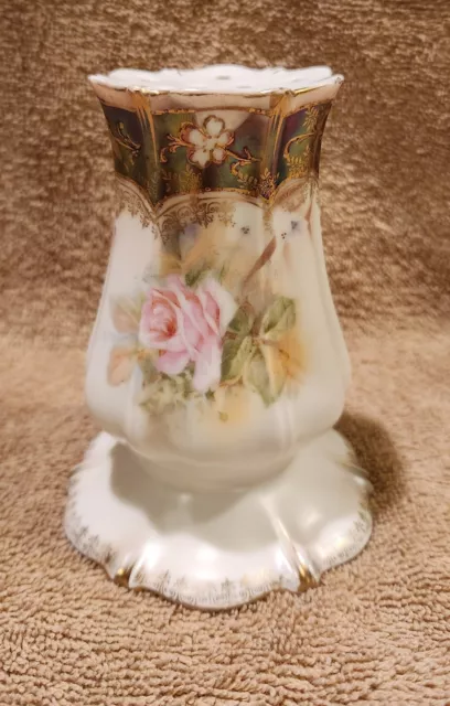 Vintage RS Prussia Sugar Shaker-Muffineer-approx. 4 1/2" tall--w/pink roses/gold