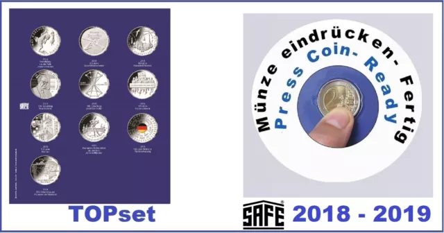 Safe 7312-2 Allemand pièces commémoratives 2018-2019 Topset feuilles monnaie