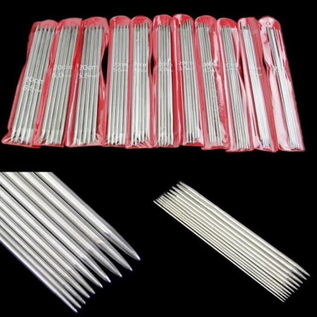 55pcs 11 Misura Uncinetto da Magli Ferri Set Acciaio Inox Doppia Punta di Cucito