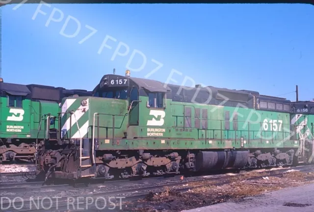 ORIGINAL SLIDE BN Burlington Northern SD9 6157;Cicero,IL;October 1986