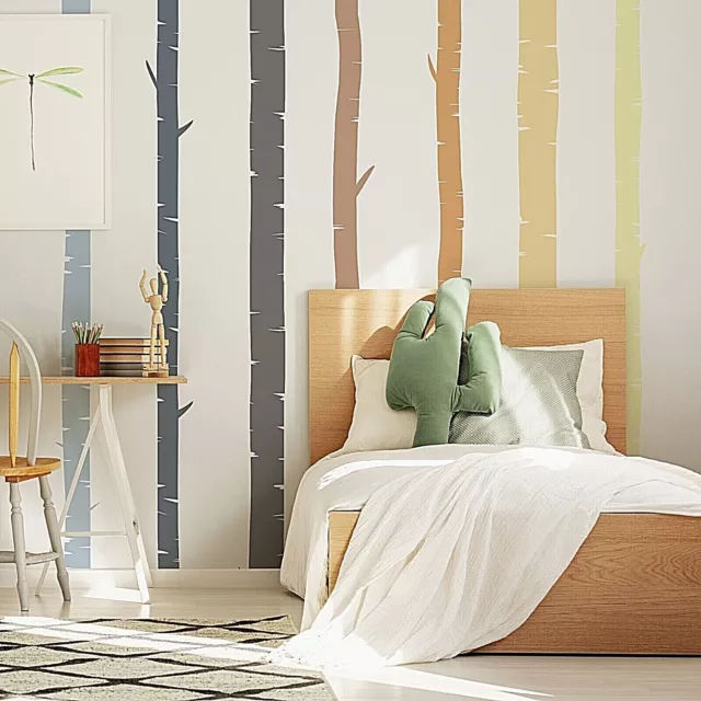 Colorful Birch Tree Wall Rainbow Wall Decals, Stickers, Wall Art Decoration 503