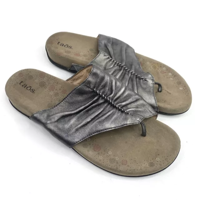 Taos Gift 2 Womens Size 11 Silver Pewter Thong Flip-Flop Comfort Sandals Shoes