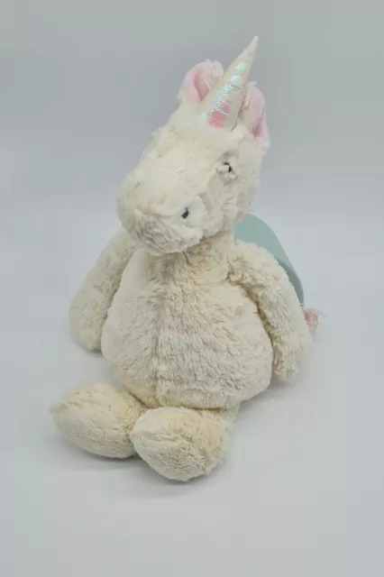 39 -  Doudou Peluche Licorne Bashful Rose Blanc Jellycat 28Cm