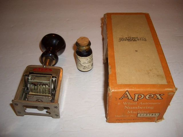 antique 1914  Apex 6 Wheel Automatic Numbering Machine 303791