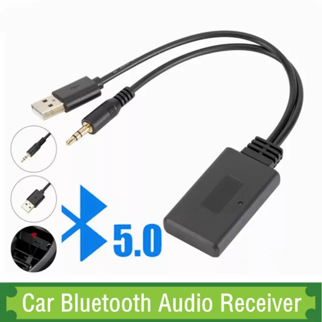 Bluetooth5.0 Receiver Adapter USB 3.5mm Jack Stereo CD Audio For Car AUX Speaker