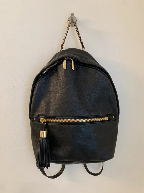 MARGOT BLACK LEATHER small BACKPACK with Leopard Calf Hair  display picture 2