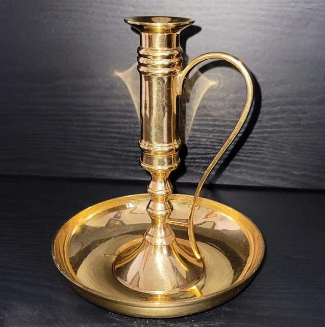 Vintage Solid Brass Mid Century Candlestick Candle Holder Chamber Stick