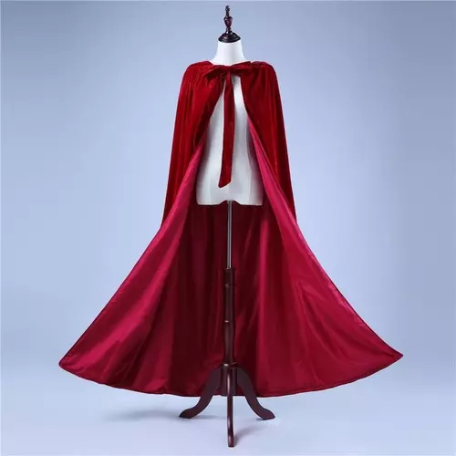 Wine Red Velvet  Women Bridal Wrap Cape Wedding Coat  Cloaks Hooded Party Wraps 2