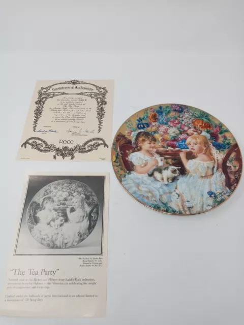 THE TEA PARTY by Sandra Kuck  - RECO 1991 - Hearts and Flowers Plate Collection