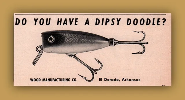 1947 PRINT AD Dipsy Doodle Fishing Lures Wood Manufacturing Co. El