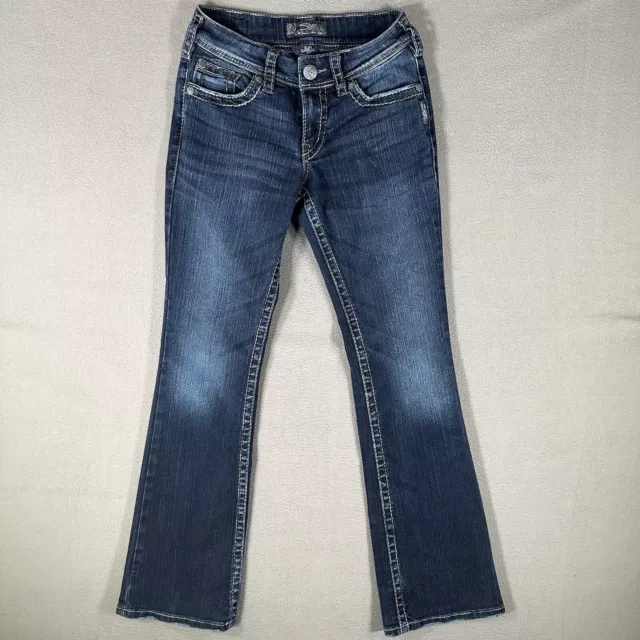 Silver Jeans Womens 25 Blue Denim Suki Surplus Bootcut Flap Pocket Mid Rise EUC