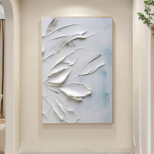 White Minimalist Texture Hand-painted Abstract Painting White 3D Texture Art 2