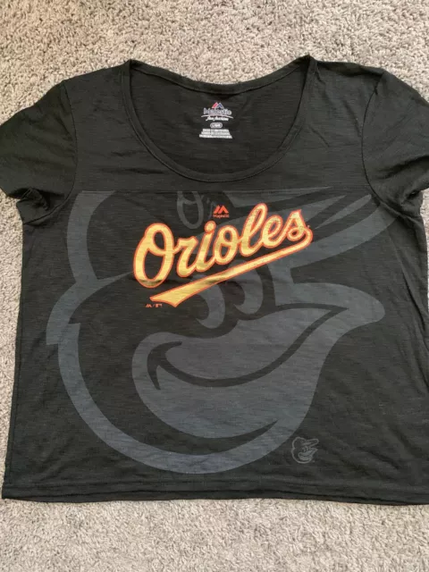 Womens Baltimore Orioles Majestic Scoop Neck T Shirt Size Large