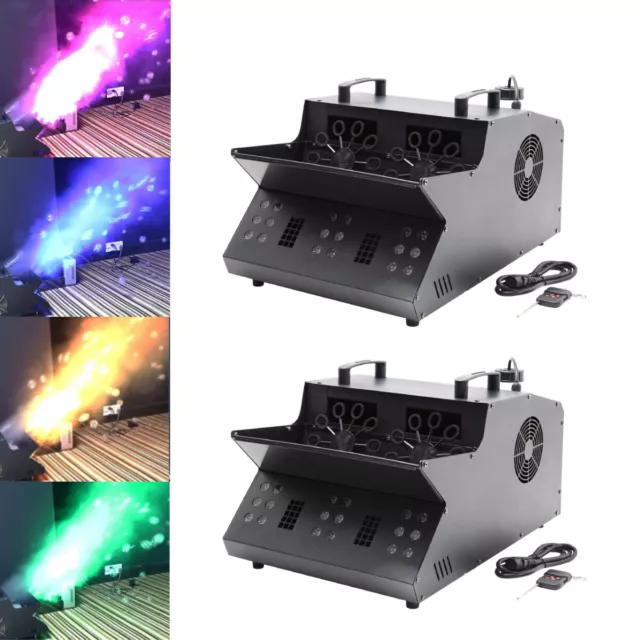 2x Máquina de burbujas de niebla de burbujas de 3000 W con soplador de burbujas de efecto de niebla LED RGB