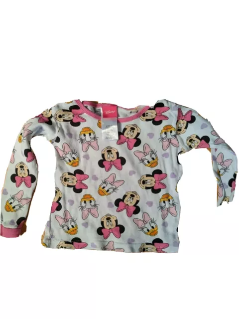 Minnie Mouse Daisy Duck Girls 4T Long Sleeve Shirt with Purple Hearts Sleep PJs