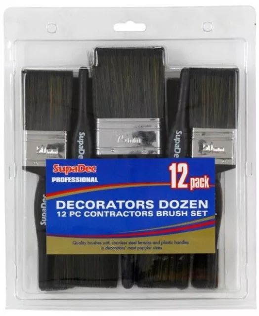 12x SupaDec DIY Decorating Professional Contractors Paint Brush Pack Set