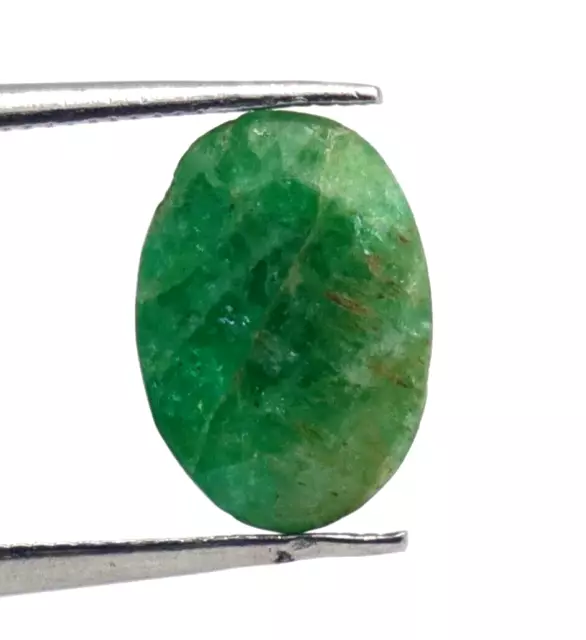 Non Traité Émeraude Naturel Desseré Coupe Ovale Vert 8x5 MM Zambie Gemme 1.46 CT