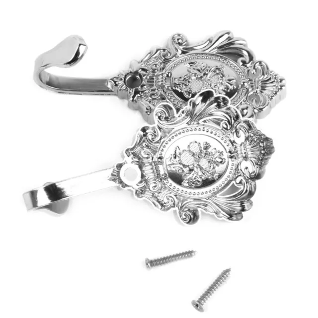 2PCS Beautiful Rose Pattern Zinc Alloy Drapery Curtain Holdbacks Tieback Hooks