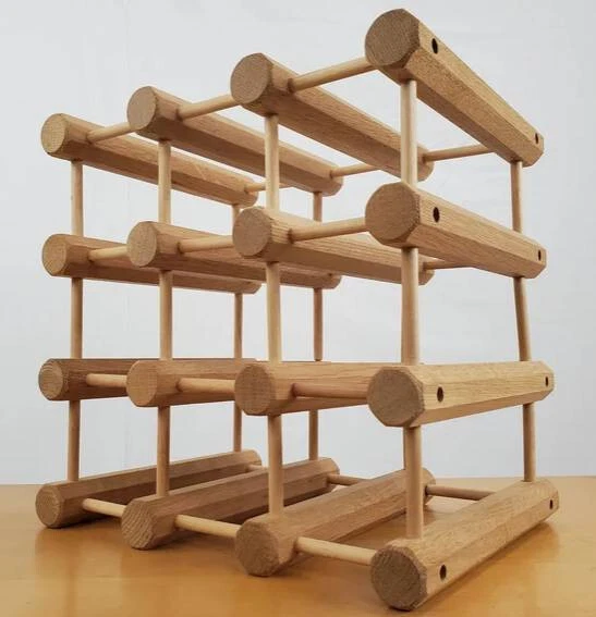 JK Adams Wooden Free Standing Countertop Wine Rack 12 Bottle Modular Storage