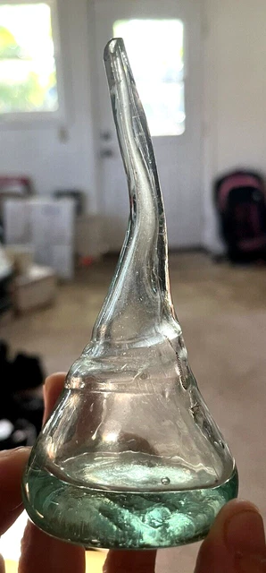 Rare Aqua Stretched Cone Ink Bottle Error From Glassblower 1890'S Era Clean L@@K