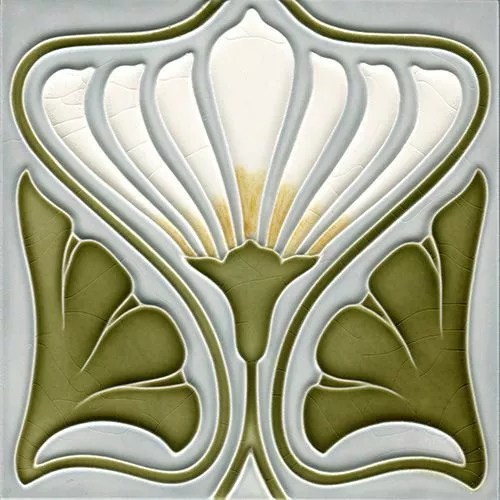 Art Nouveau Vintage Ceramic Tile Azulejo German Trivet Majolica Reproduction