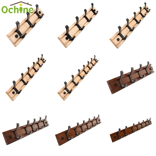 3-7 Hooks Wall Mount Coat Towel Rack Key Bag Clothes Hat Holder Hanger Organizer