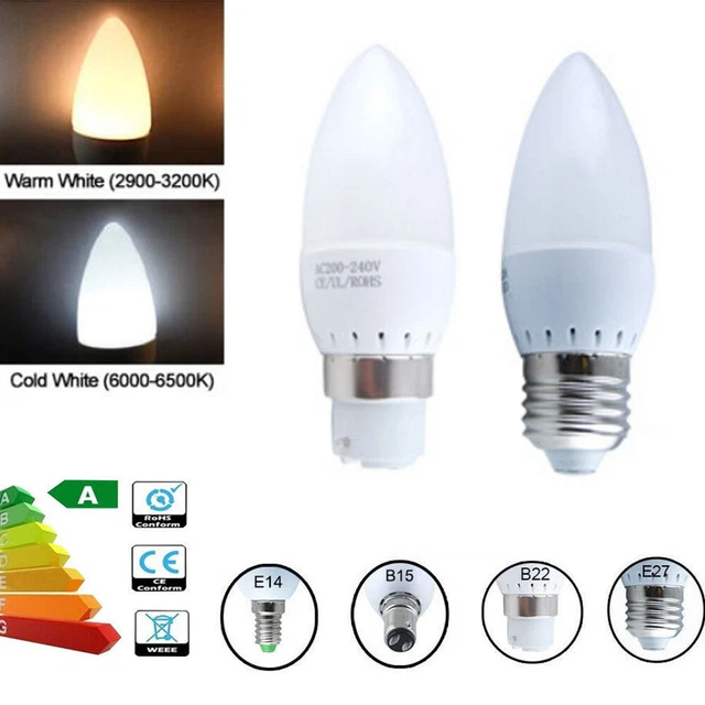 2/5/10Pack Screw In Bayonet LED Candle Bulbs SES ES BC SBC Energy Saver Lights