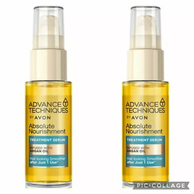 AVON 2 x 30ml Advance Techniques Absolute Nourishment Argan Oil Hair Serum**SALE