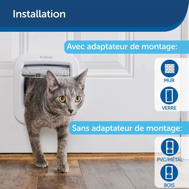 Chatière Chat Verouillage Manuel Porte Maison Adaptable 4 Voies 8Kg Econome 3