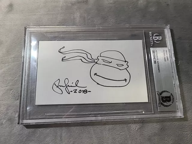 Peter Laird Signed Index Card BAS TMNT With Sketch Rare!!