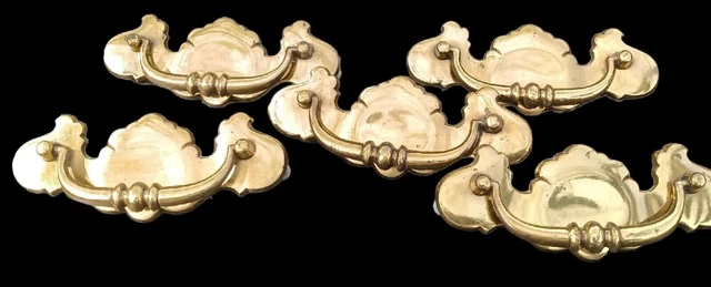 Vintage 1985 Brass Drawer Pulls  B786-0 Cont. B 1985 Set Of 5 for Renovation.