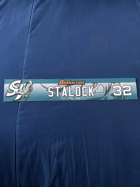 Alex Stalock Game Used Locker Nameplate - San Jose Sharks Barracuda