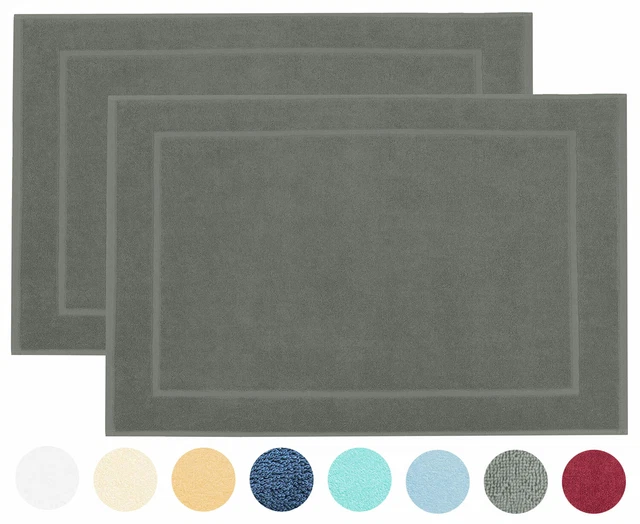 2er Set Badematten Badvorleger Badteppich Duschvorleger 50x70 cm 100% Baumwolle