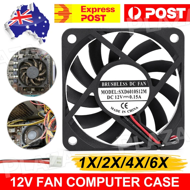 2X 80x80x10mm DC 12V Brushless Silent Computer PC Case Cooling Cooler Fans Black