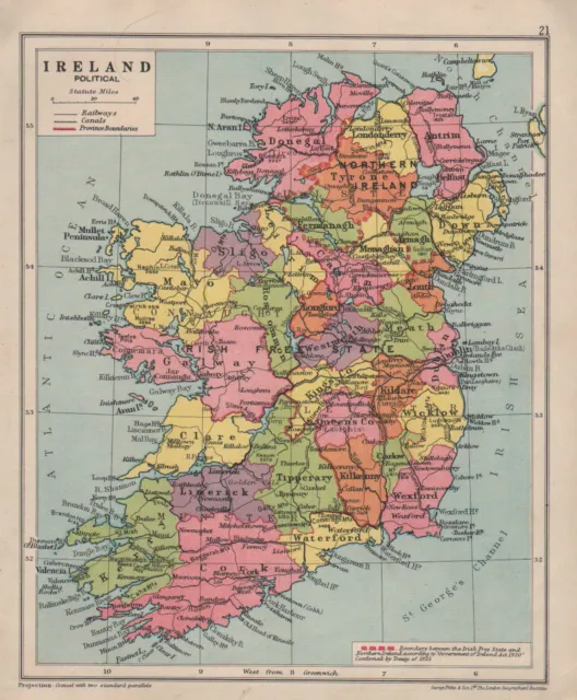 1928 MAP ~ IRELAND ~ POLITICAL CLARE CORK MAYO etc