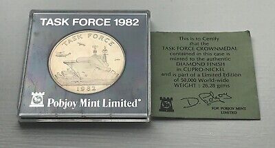 1982 Falkland Islands Diamant Finition Task Force Souvenir Médaille / Pièces COA