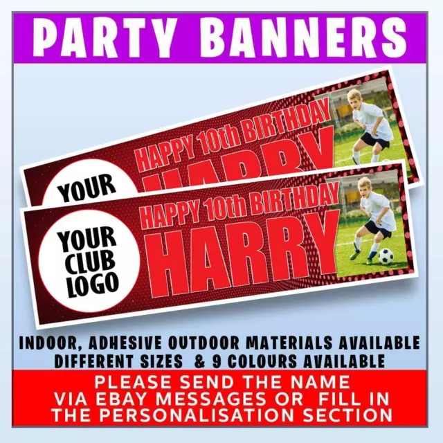 Personalised Football Photo Banner Banners Birthday Party Indoor Outdoor