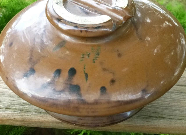 ONE-OF-A-KIND Large BROWN Porcelain/Ceramic High Voltage Power Line Insulator. 3