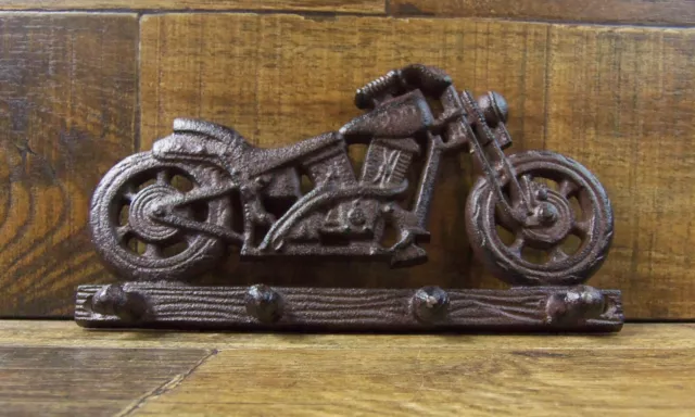 Cast Iron Motorcycle Wall Mount 4 Hook Hat Key Towel Leash Hook Hanger Harley