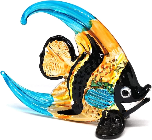 Glass Angel Fish Figurine Aquarium Handicraft Miniature Hand Blown Collectibles