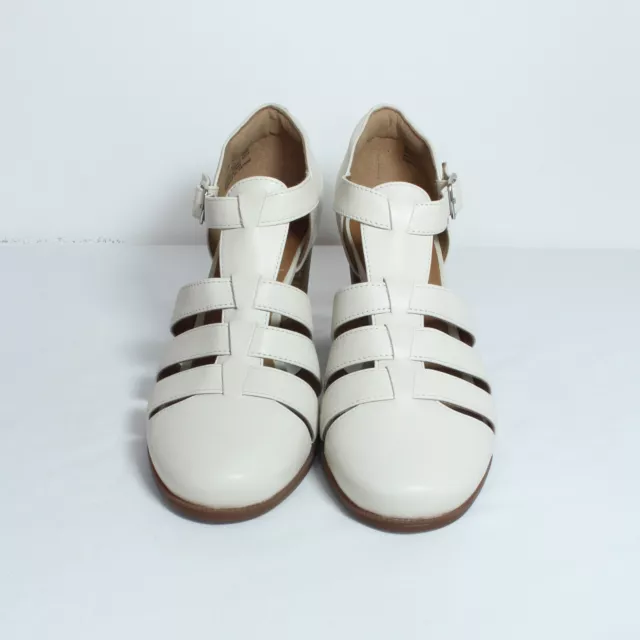 CLARKS ARTISAN CIERA Gull off white strappy T bar shoes closed sandals ...