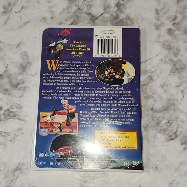 Walt Disney's Pinocchio (DVD, 1999, Limited Issue) Buena Vista Stamp Brand New 2