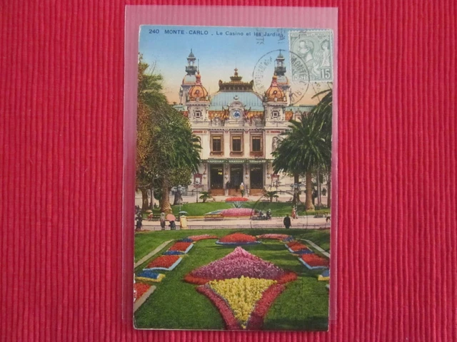 Cpa Written Stamp Monte Carlo Le Casino Et Les Gardens Monaco