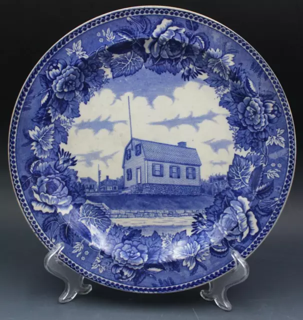 C1900 Wedgwood Etruria Blue Transfer Decorative Plate Nathan Hale School House