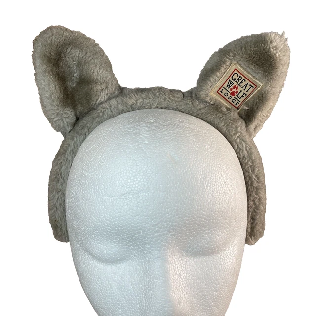 GREAT WOLF LODGE Child Size Gray Fuzzy Ears Souvenir Headband Dog