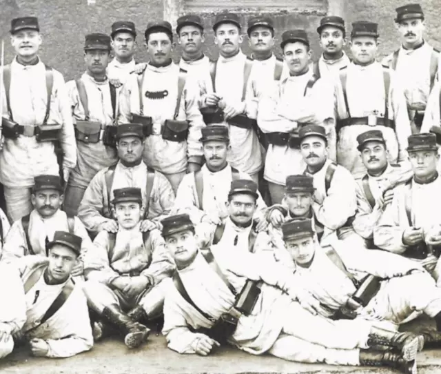 WW1 Real Photo Postcard French Soldiers Military Posing Barracks Uniforms