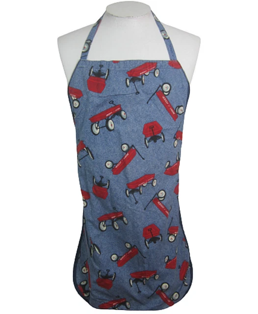 Vintage Radio Flyer Wagon print kitchen barbecue apron unisex adult cotton lined