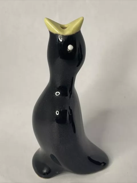 Vintage Alfred Knobler The Pie Bird Black Ceramic Made In Japan Black Yellow