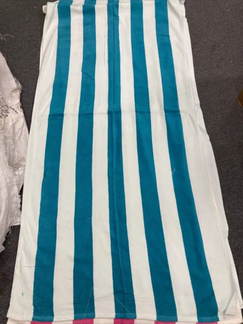 ANCORA RESORT BRIGHT Pink White Stripes Beach Towel 36