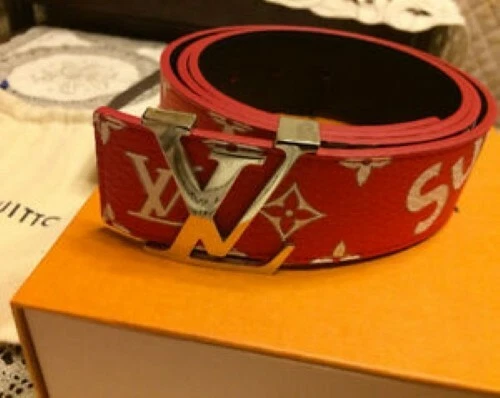 louis vuitton belt red supreme